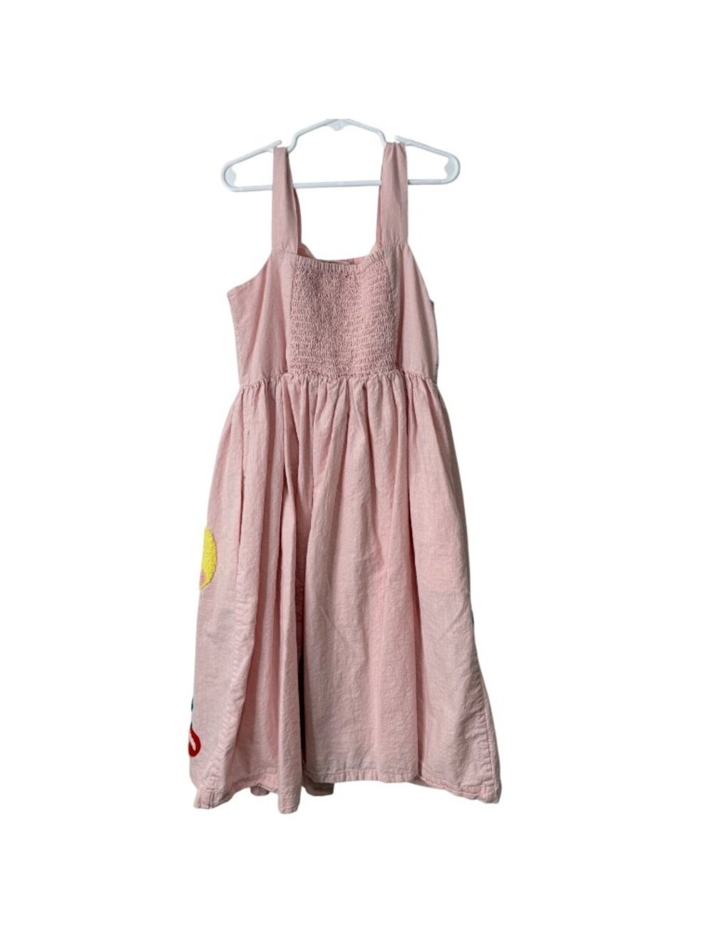 Mini Boden Girls 10-11 Yrs Remy Dress Sleeveless Pink Boucle Fruit Cotton Button - Picture 2 of 6